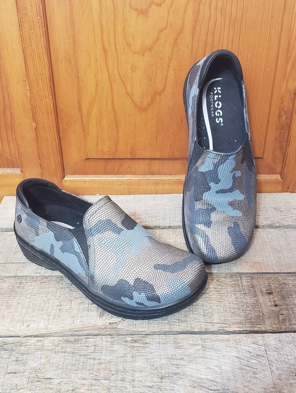 KLOGS FOOTWEAR Moxy Blue Camo Slip-On Clogs 6